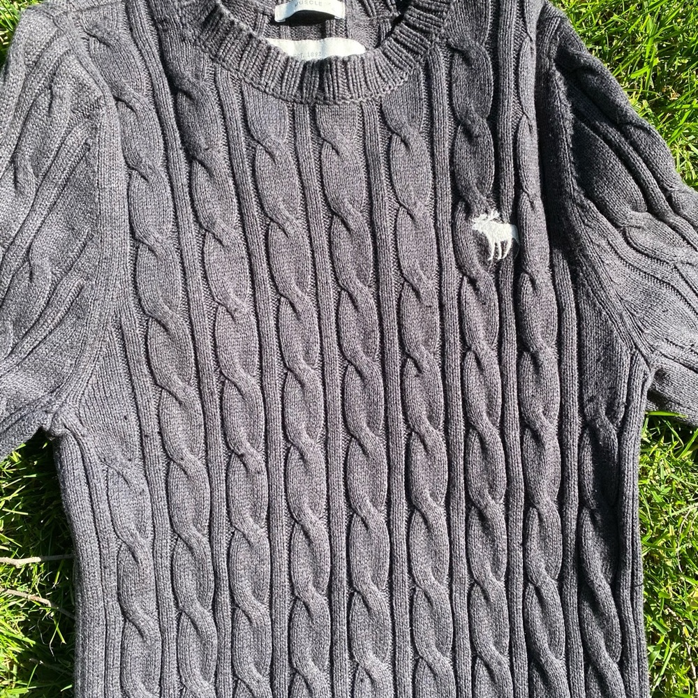 Abercrombie & Fitch Men’s Muscle Crewneck Knit Sweaters Gray, Size: Large